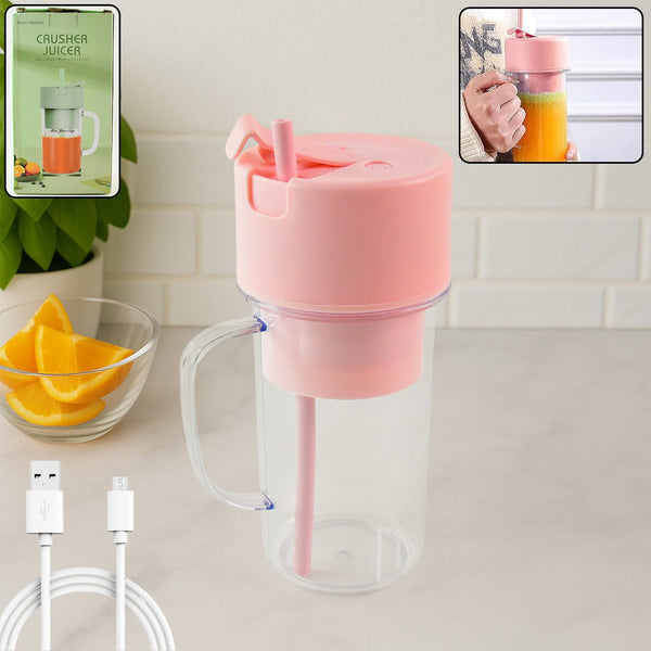 Portable Crusher Juicer With Handle & Straw, USB Rechargeable Multi Blades (420 ML)